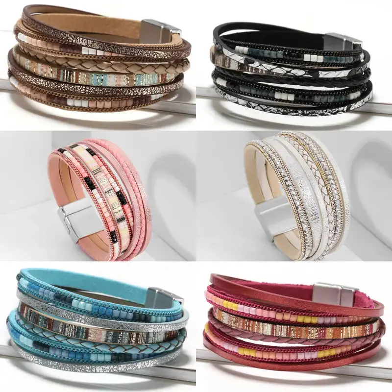Mulit Strand Leather Bracelets 1