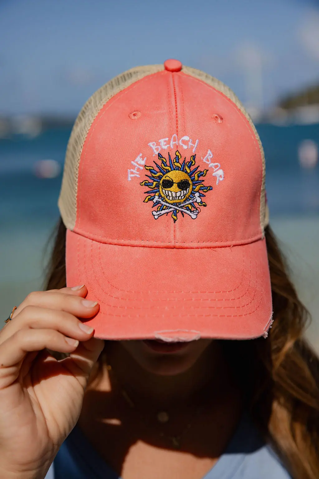 Beach Bar Hat - Coral Distressed 1