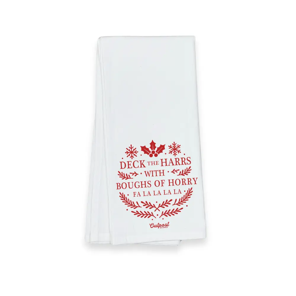 Christmas Tea Towel - Deck The Harrs 1