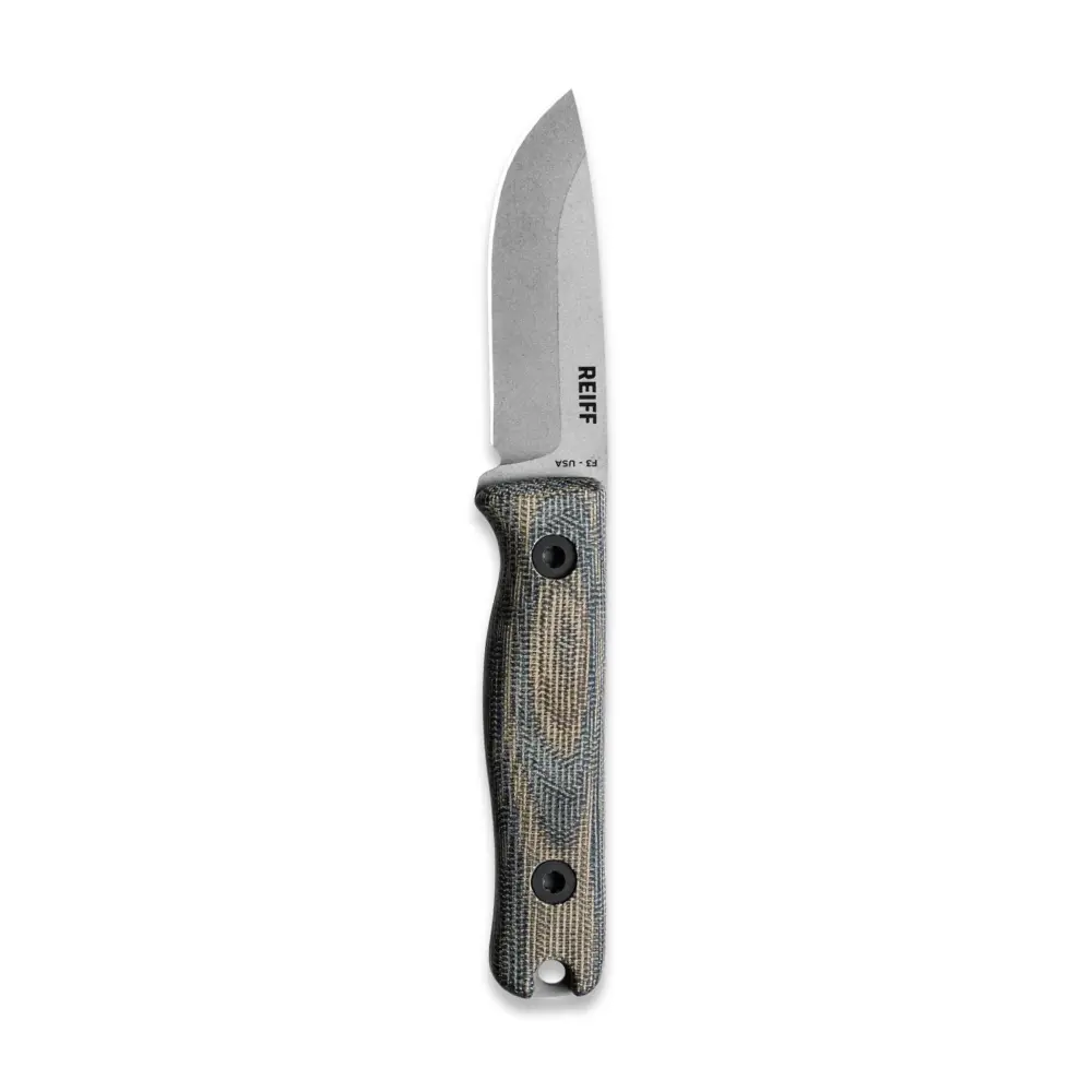 Reiff Knives F3 Fixed Blade Knife Cpm 3V, Tungston Cerakote Green/Black Micarta 1