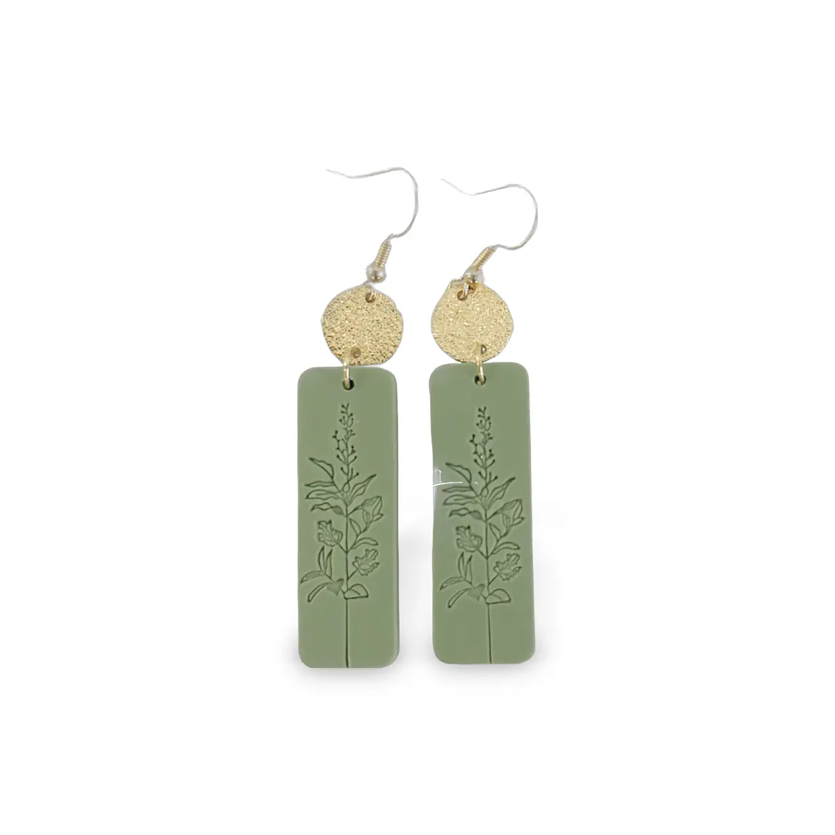 Floral Stamped Rectangle Earrings 1