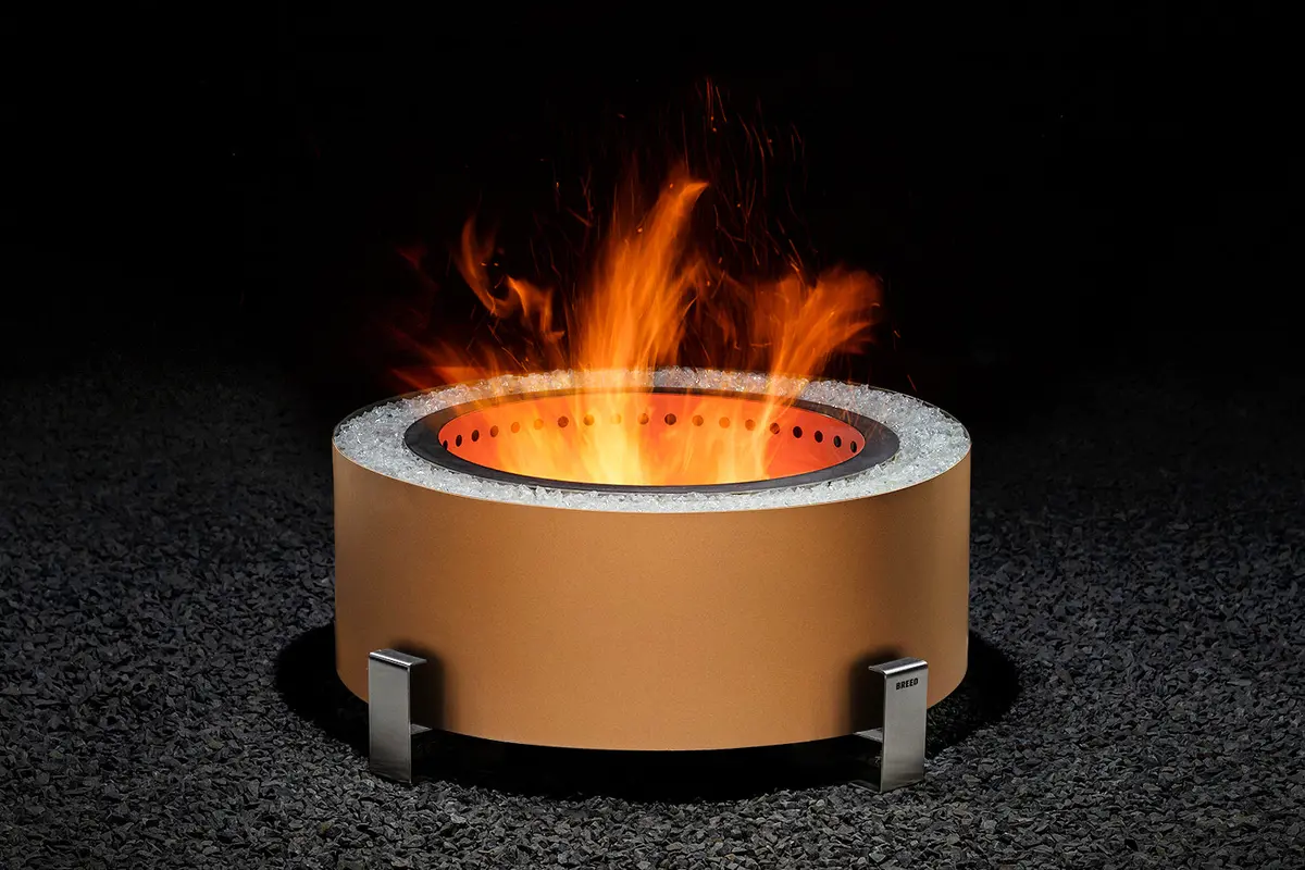 Breeo Luxeve 24" Smokeless Fire Pit With Lid & Glass 2
