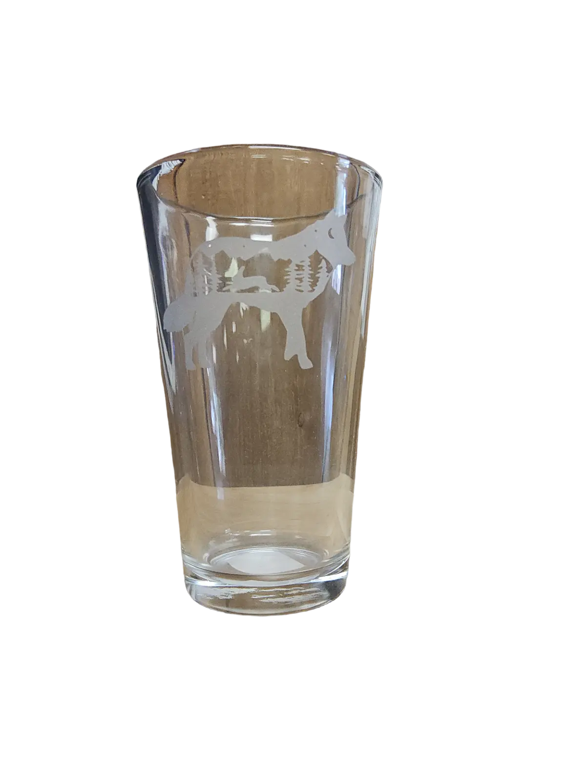 Clear Wolf Pint Glass 1