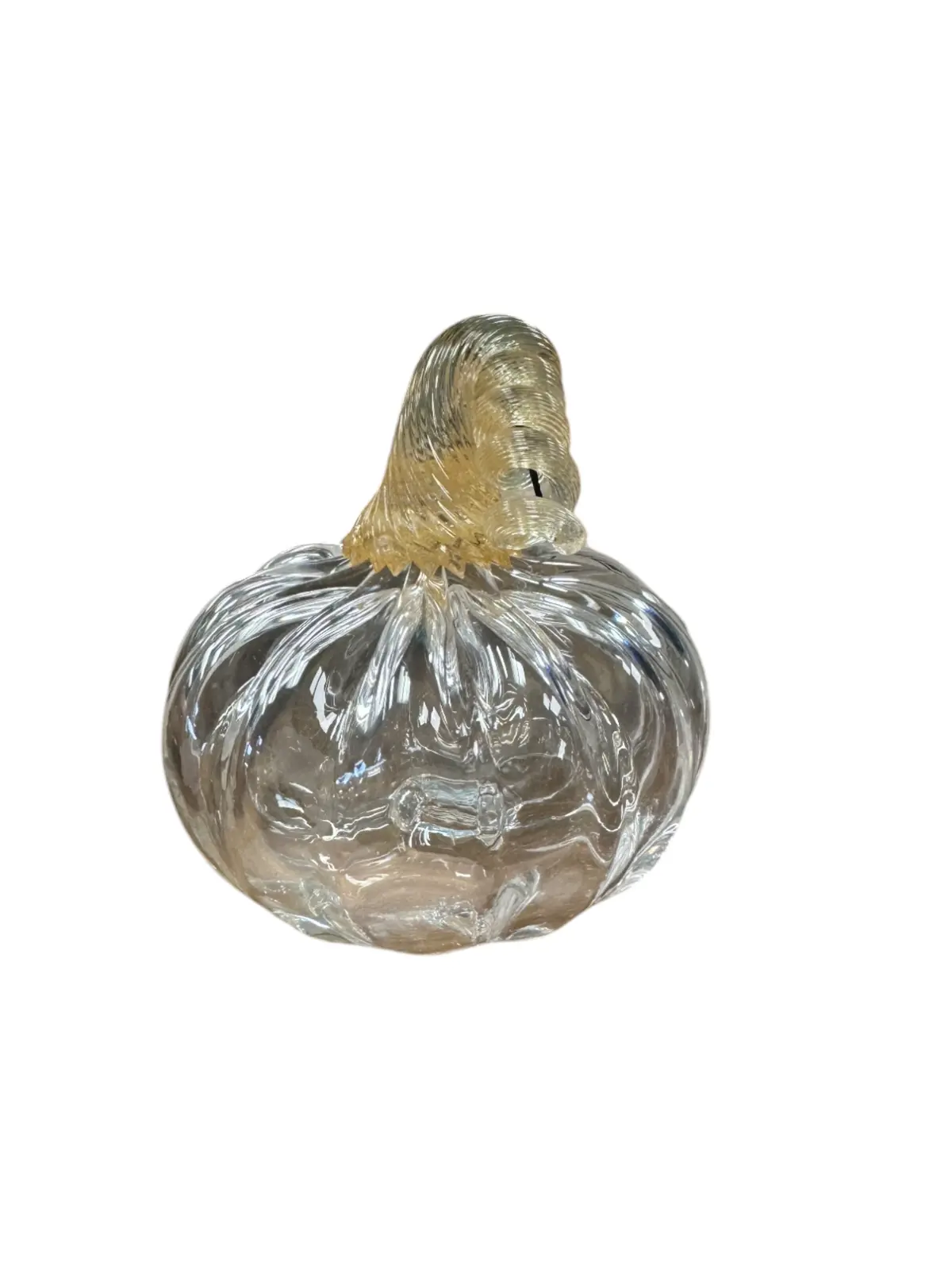 Muffinjaw Designs Small Clear Pumpkin With Gold Stem 1