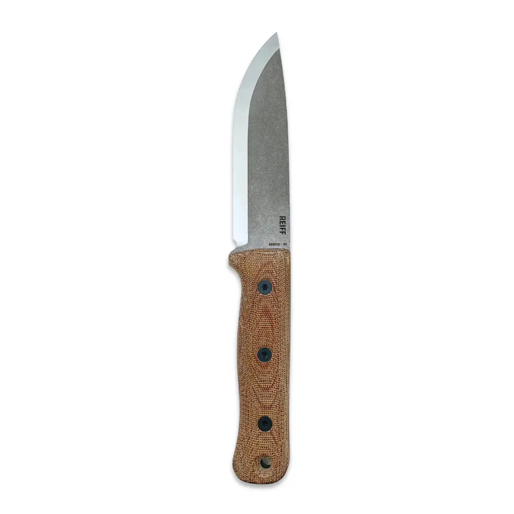 Reiff Knives S5 3V Scandi Acid Stonewash Blade Natural Micarta Handles 1