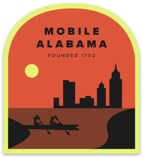 Mobile Alabama Skyline Sticker 1
