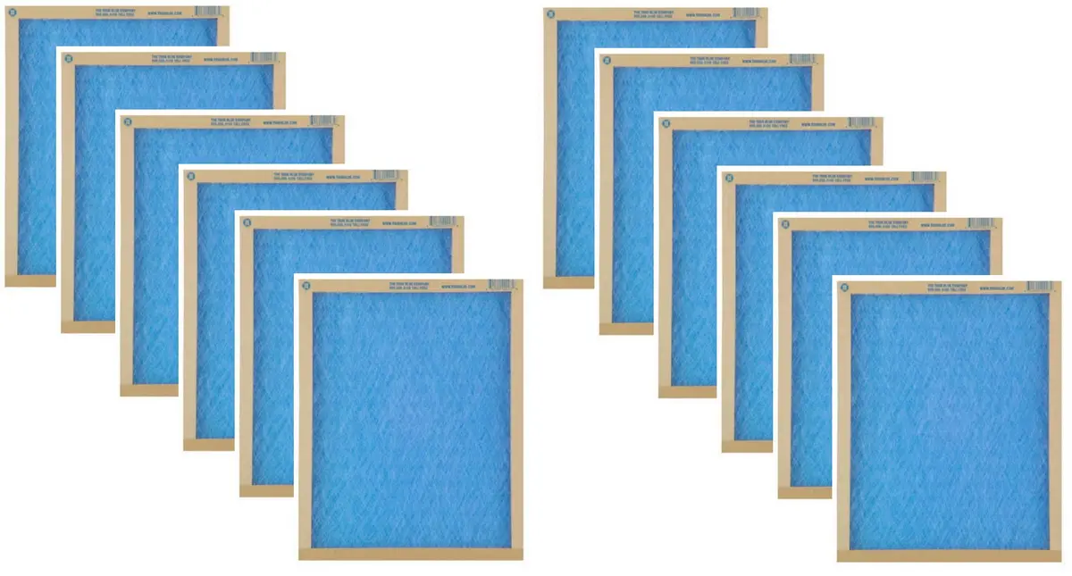 True Blue 114201 14" X 20" X 1" Flat Panel Spun Fiberglass Disposable Furnace Air Filter Merv 2 - Quantity Of 12 1