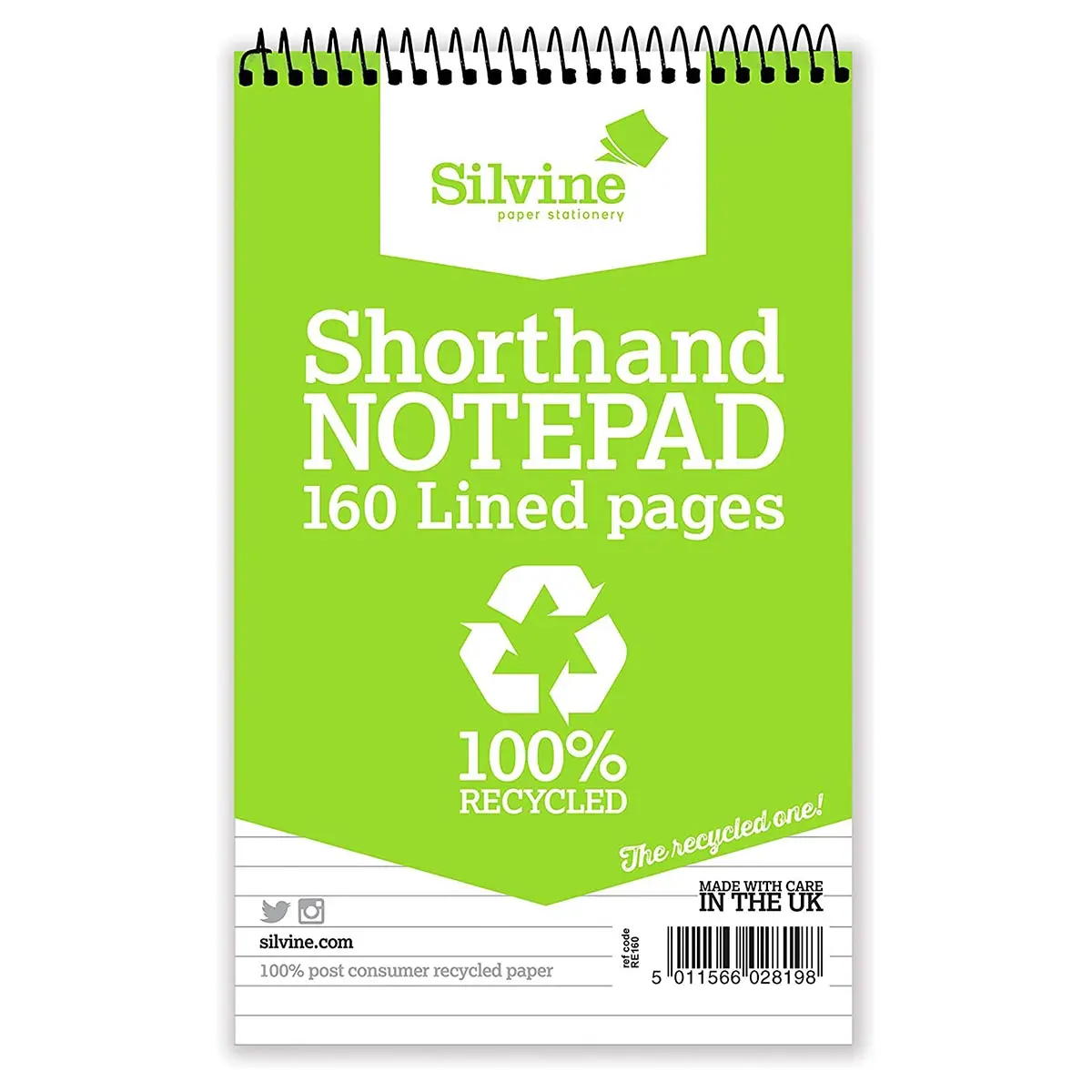 Silvine Shorthand Notepad 100% Recycled 160 Pages Lined 1