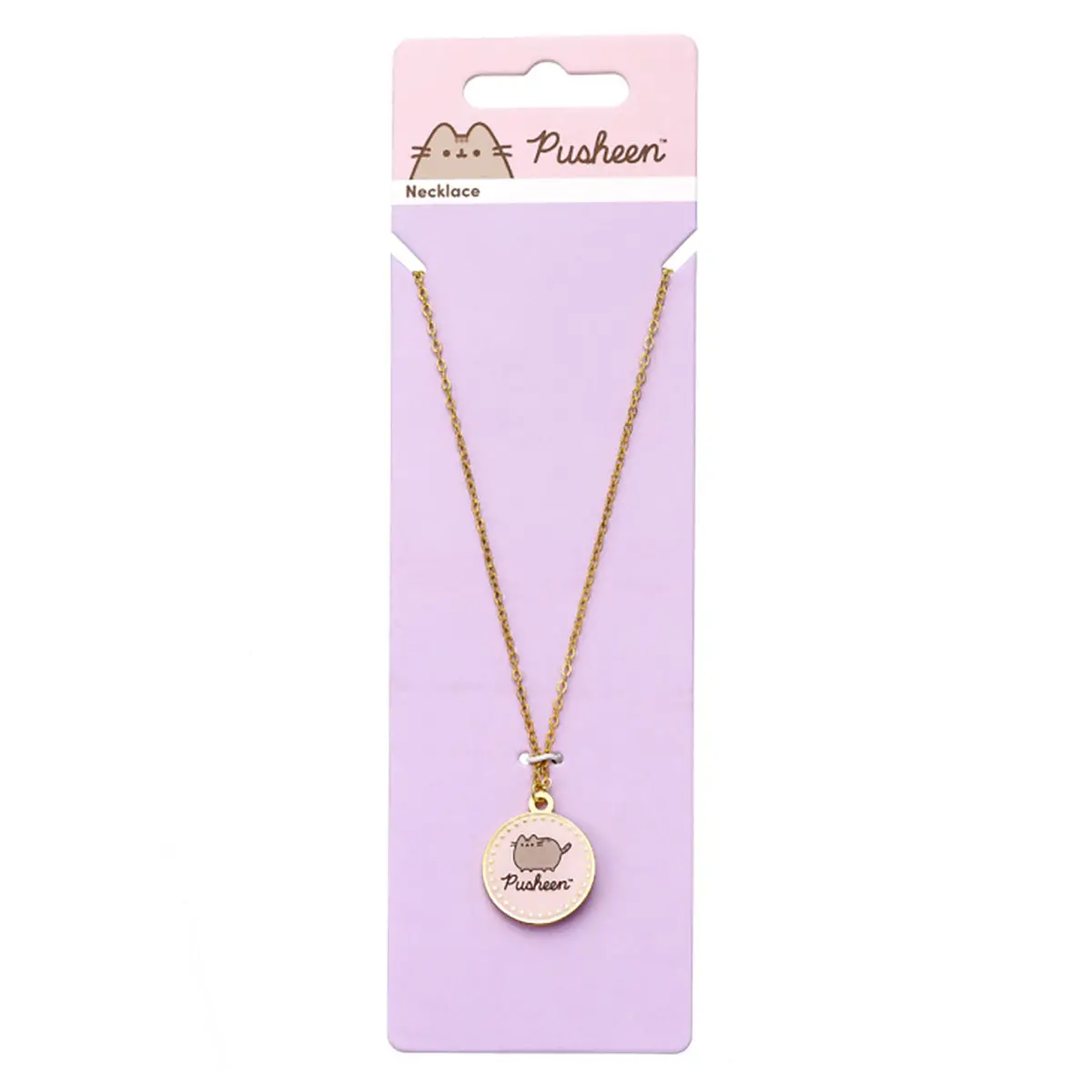 Pusheen The Cat Logo Pink Enamel Necklace 1