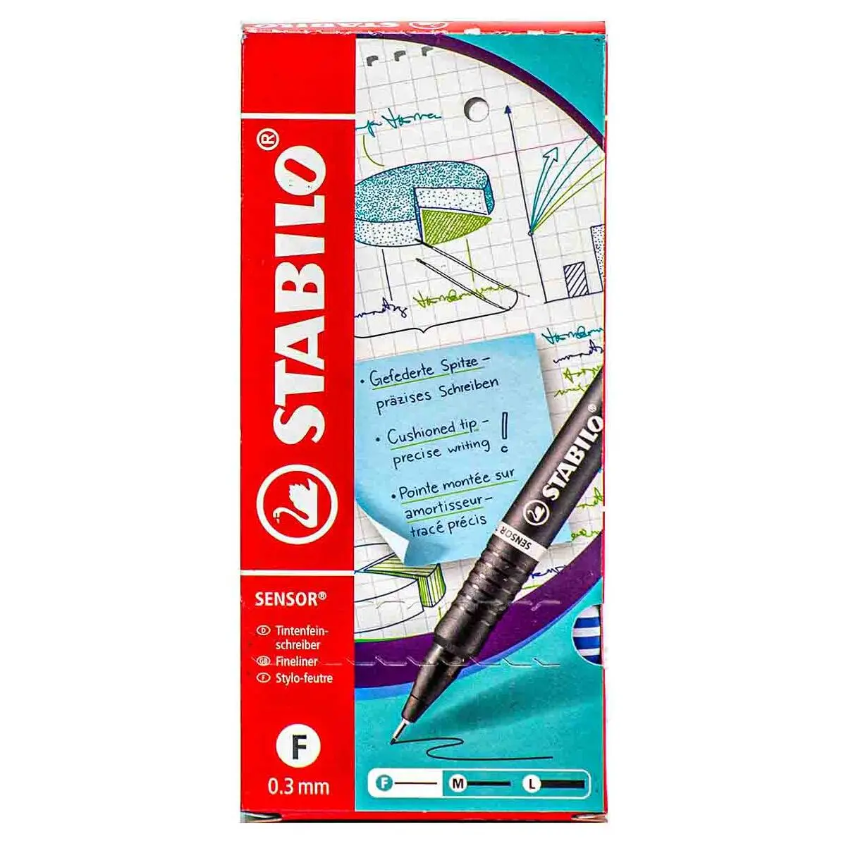 Stabilo Sensor F Fineliner Pens Blue (10 Pack) 1