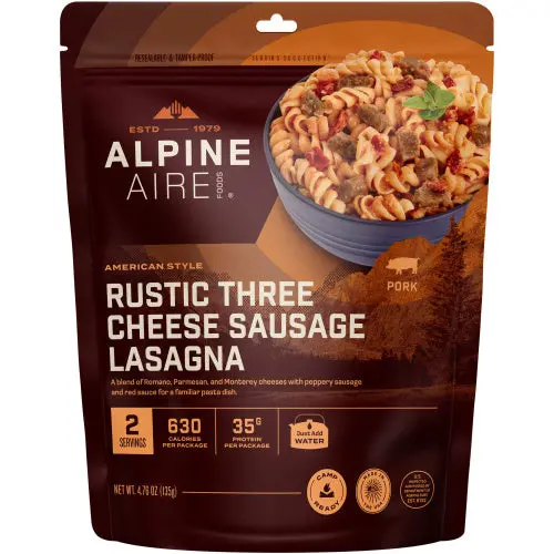 Alpineaire Rustic Three Cheese Sausage Lasagna Freeze-Dried Meal 1