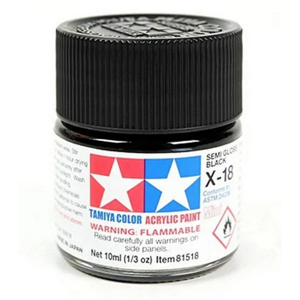 Tamiya Color Acrylic Paint Mini X-18 Semi Gloss Black 1