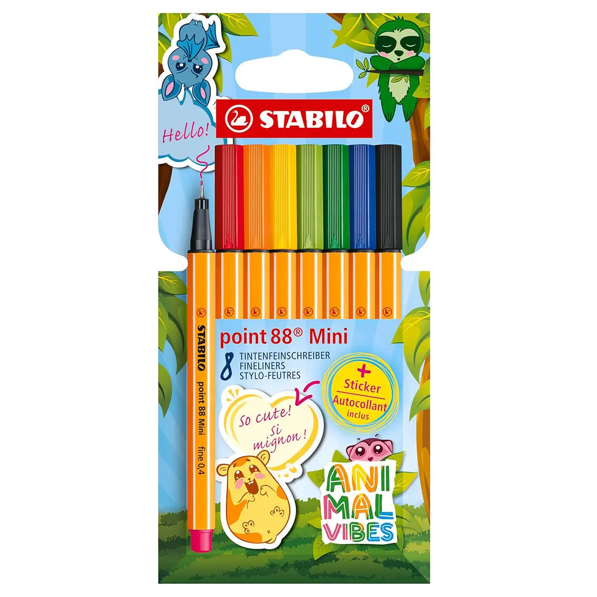 Stabilo Point 88 Mini Animal Vibes Fineliner (8 Pack) 1