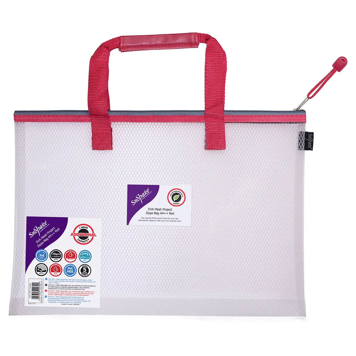 Snopake Eva Mesh Project Zippa Bag A4++ Red 1
