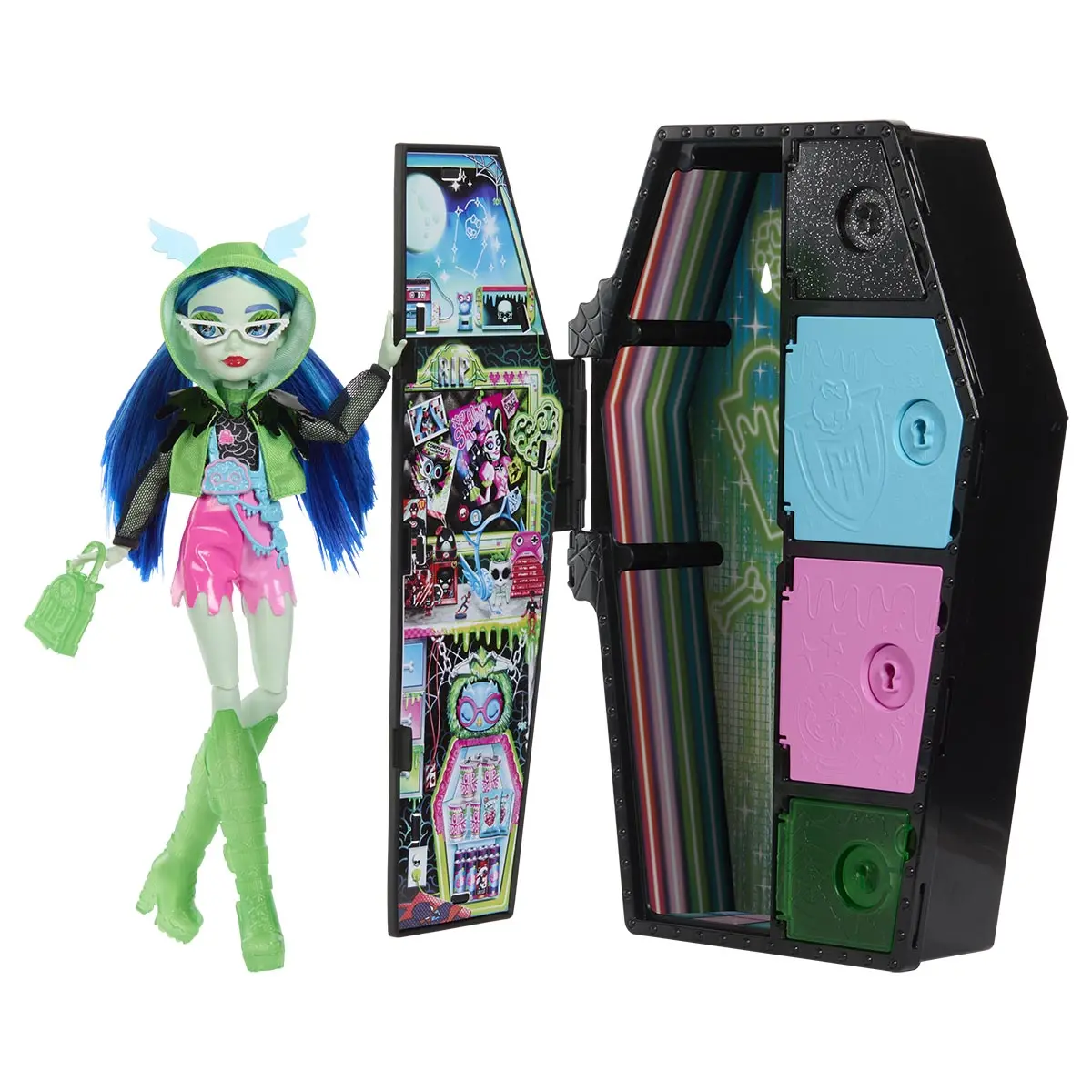 Monster High Skulltimate Secrets: Neon Frights Ghoulia Yelps Doll Set 1
