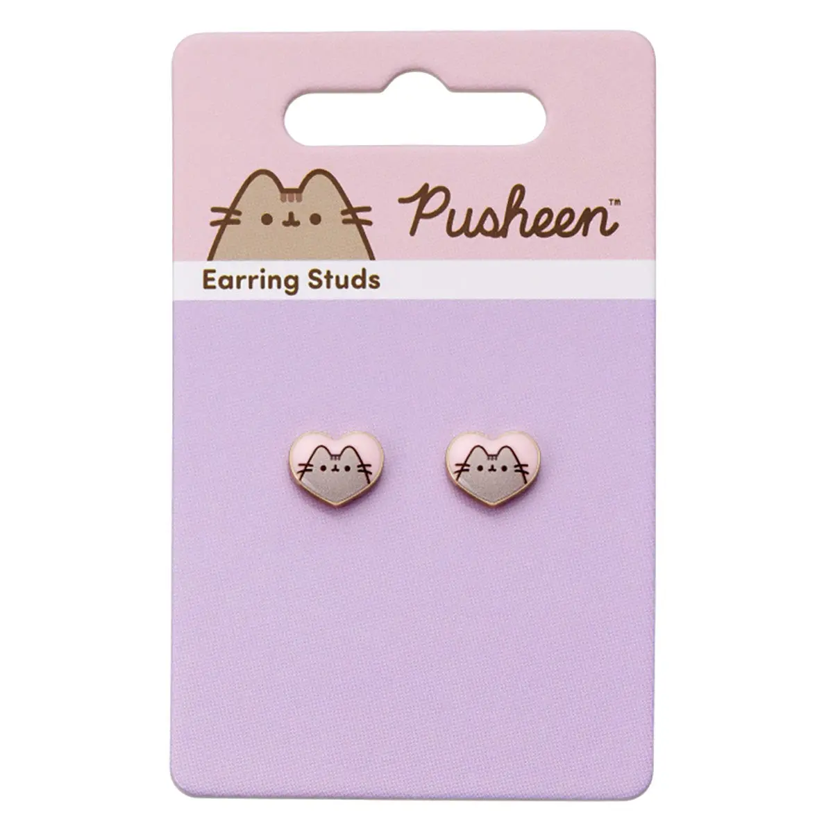 Pusheen The Cat Pink Enamel And Gold Heart Stud Earrings 1