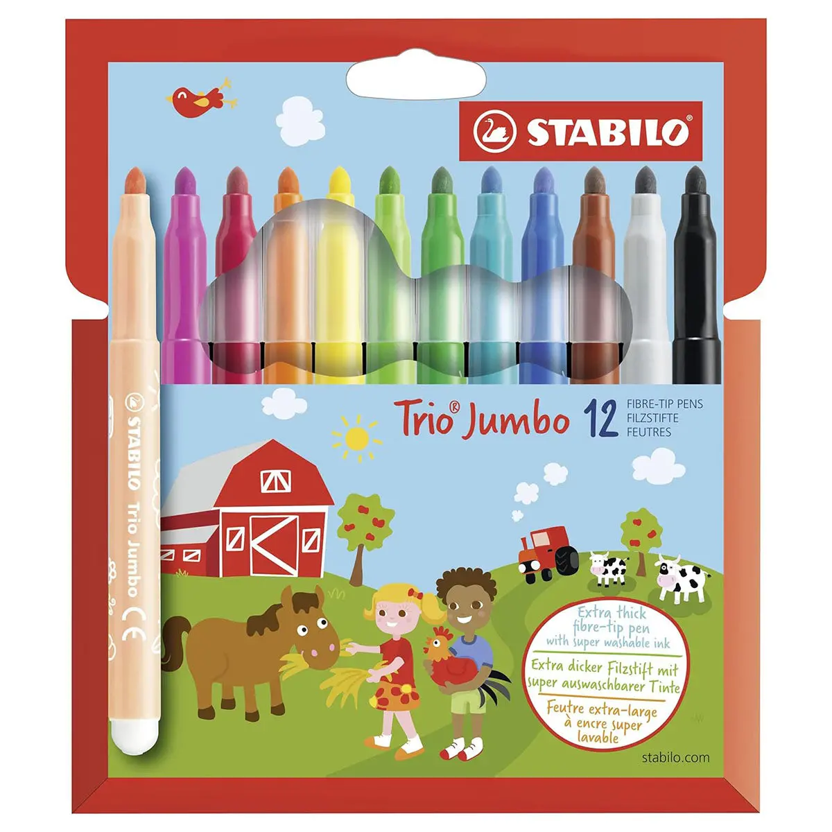 Stabilo Trio Jumbo Extra Thick Fibre-Tip Pens (12 Pack) 1