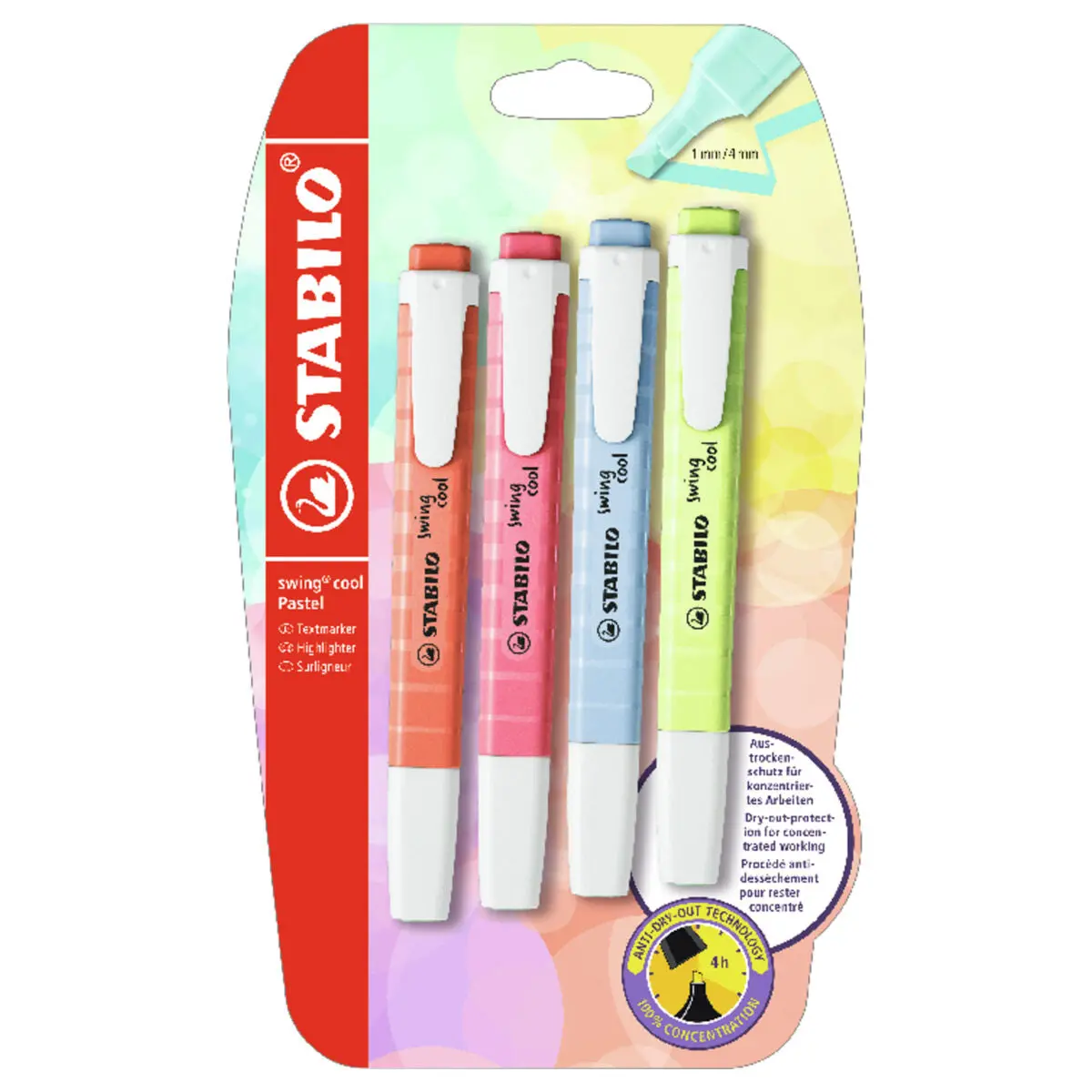 Stabilo Swing Cool Pastel Assorted Colours Highlighter Pack Of 4 1