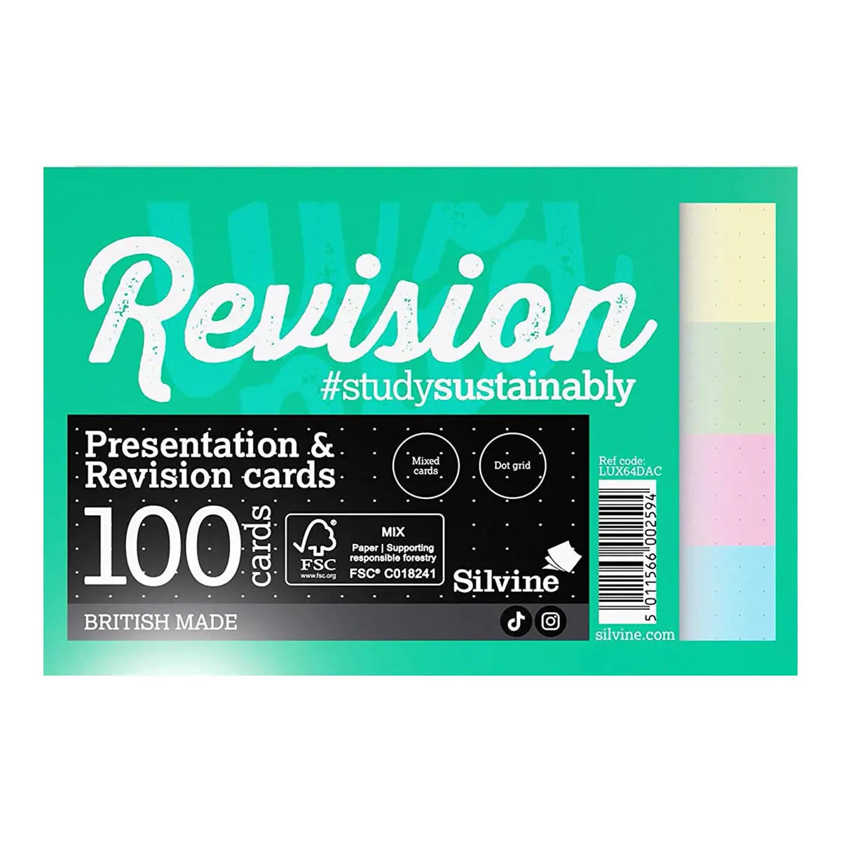 Silvine A6 Presentation & Revision 100 Cards In Assorted Colours With Dot Grid 1