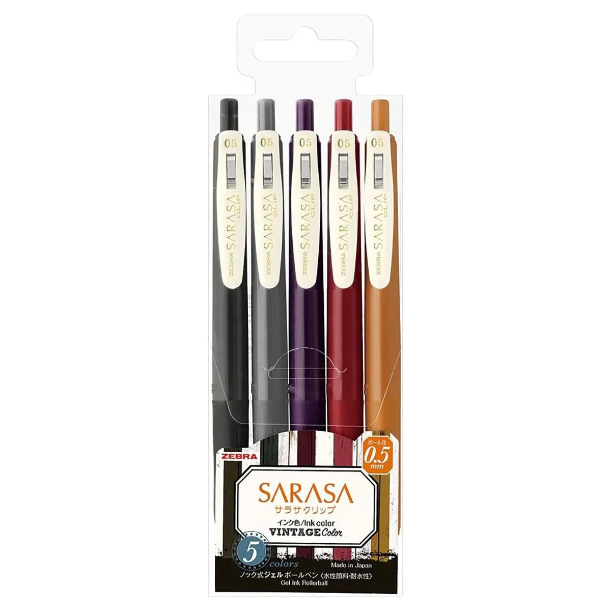 Zebra Pen Sarasa Gel Clip 0.5 Mm With 5 Vintage Colours 2 1