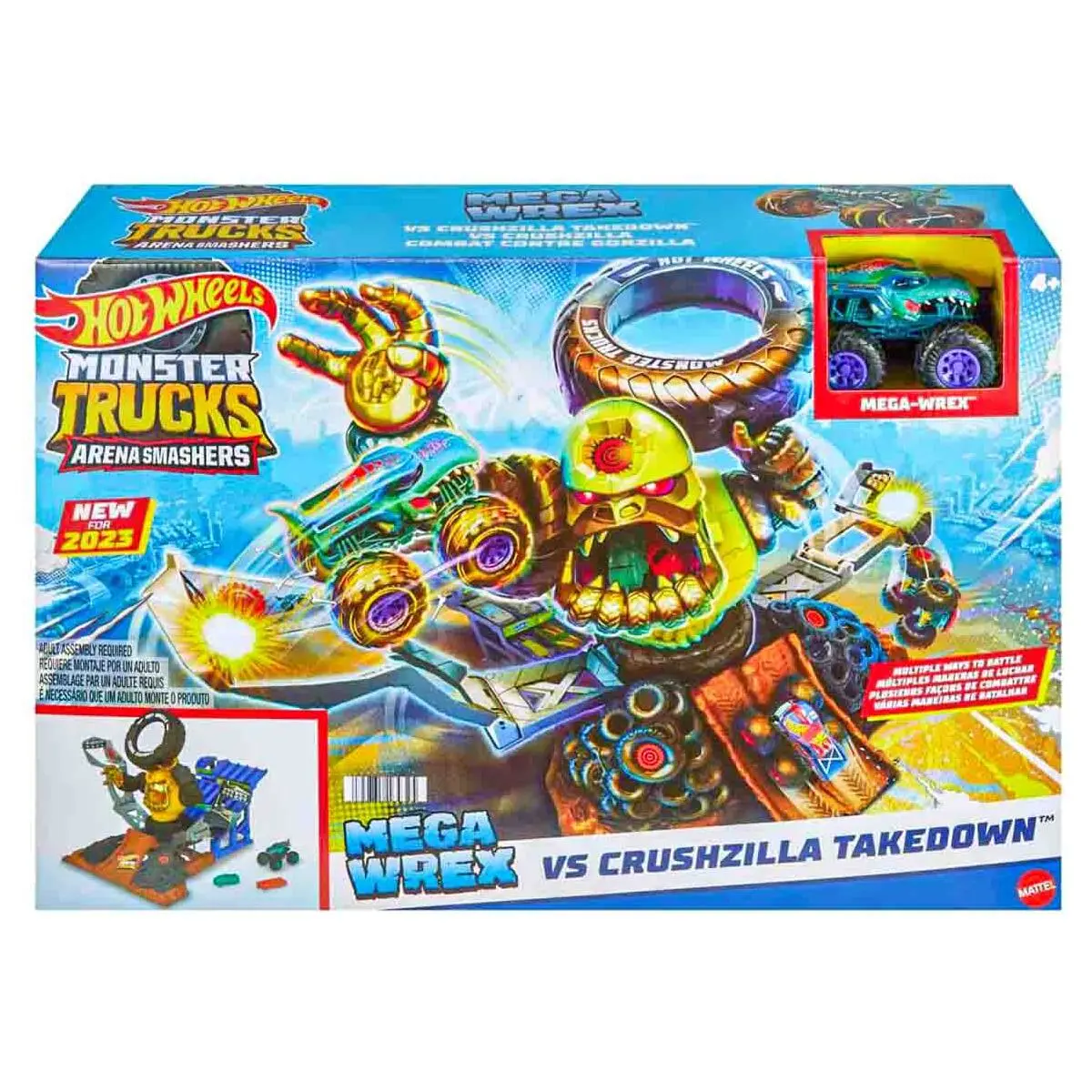 Hot Wheels Monster Trucks Arena Smashers Mega Wrex Vs Crushzilla Takedown Playset 1