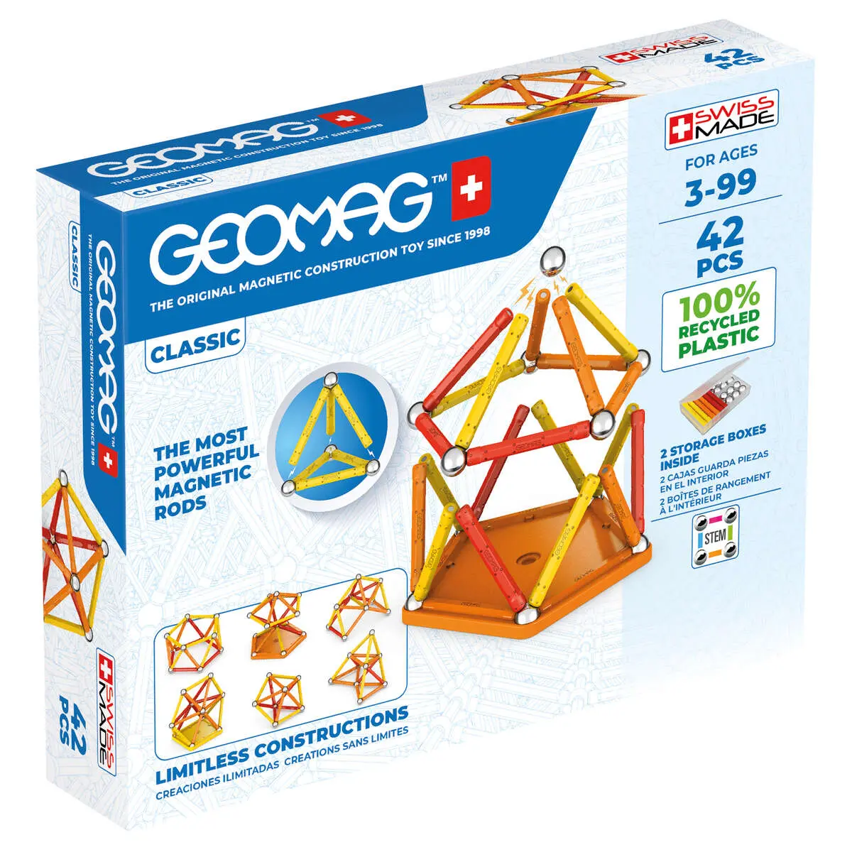 Geomag Classic 42 Piece Magnetic Construction Set 100% Recycled Plastic 1