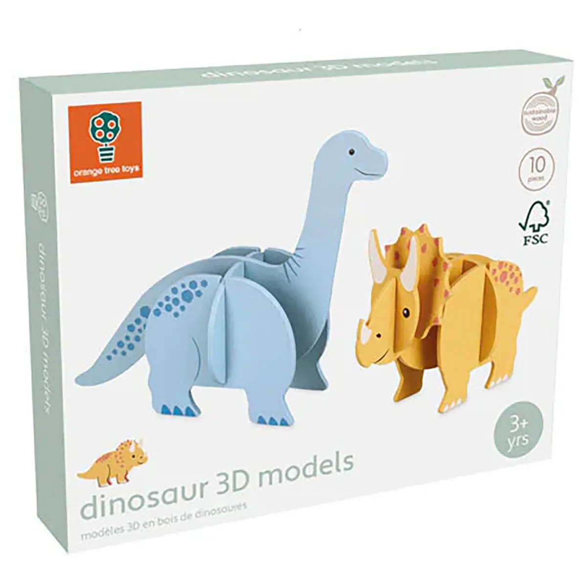 Orange Tree Toys Wooden Dinosaur 3D Models (2 Pack) 1