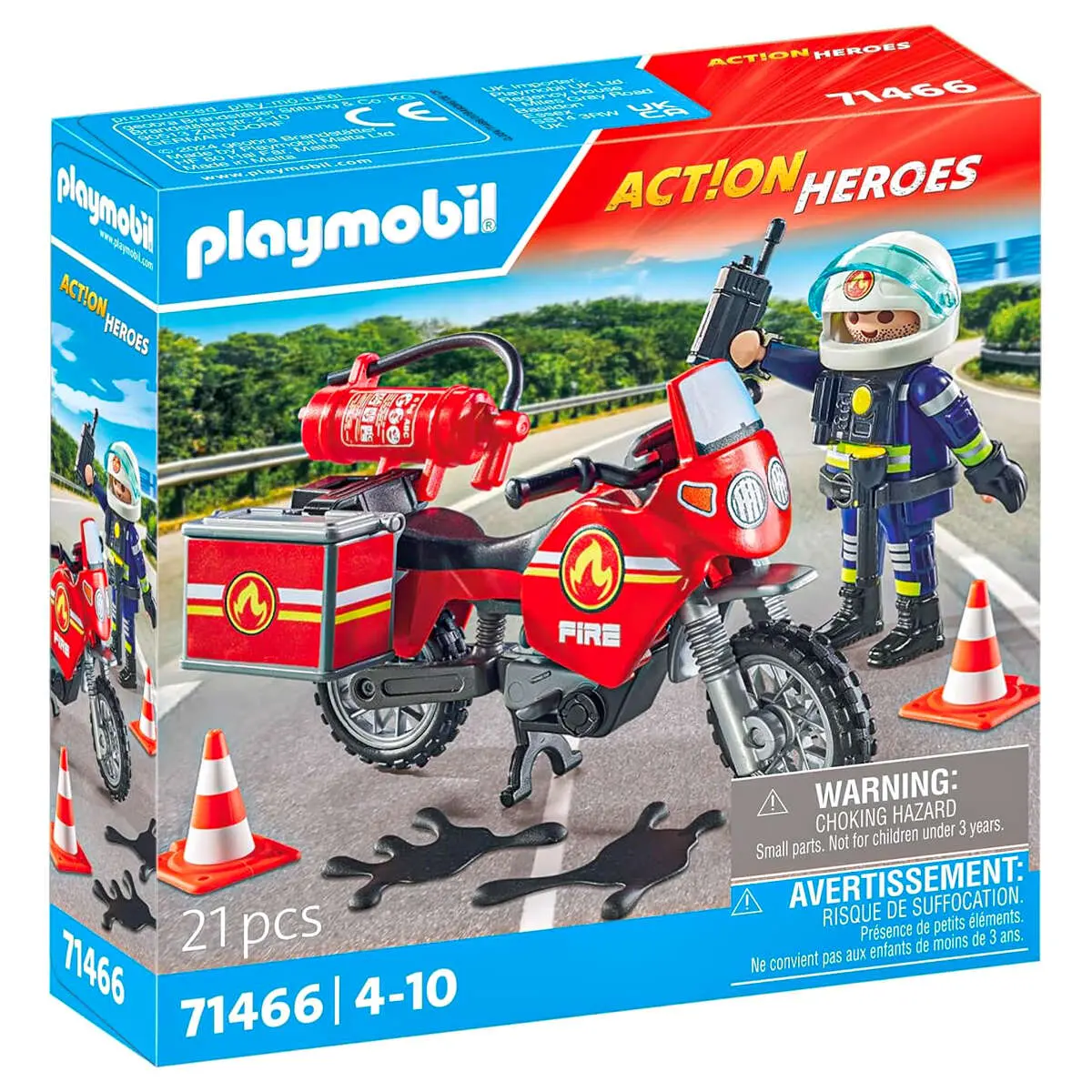 Playmobil Action Heroes: Motorcycle & Oil Spill Incident Playset 1
