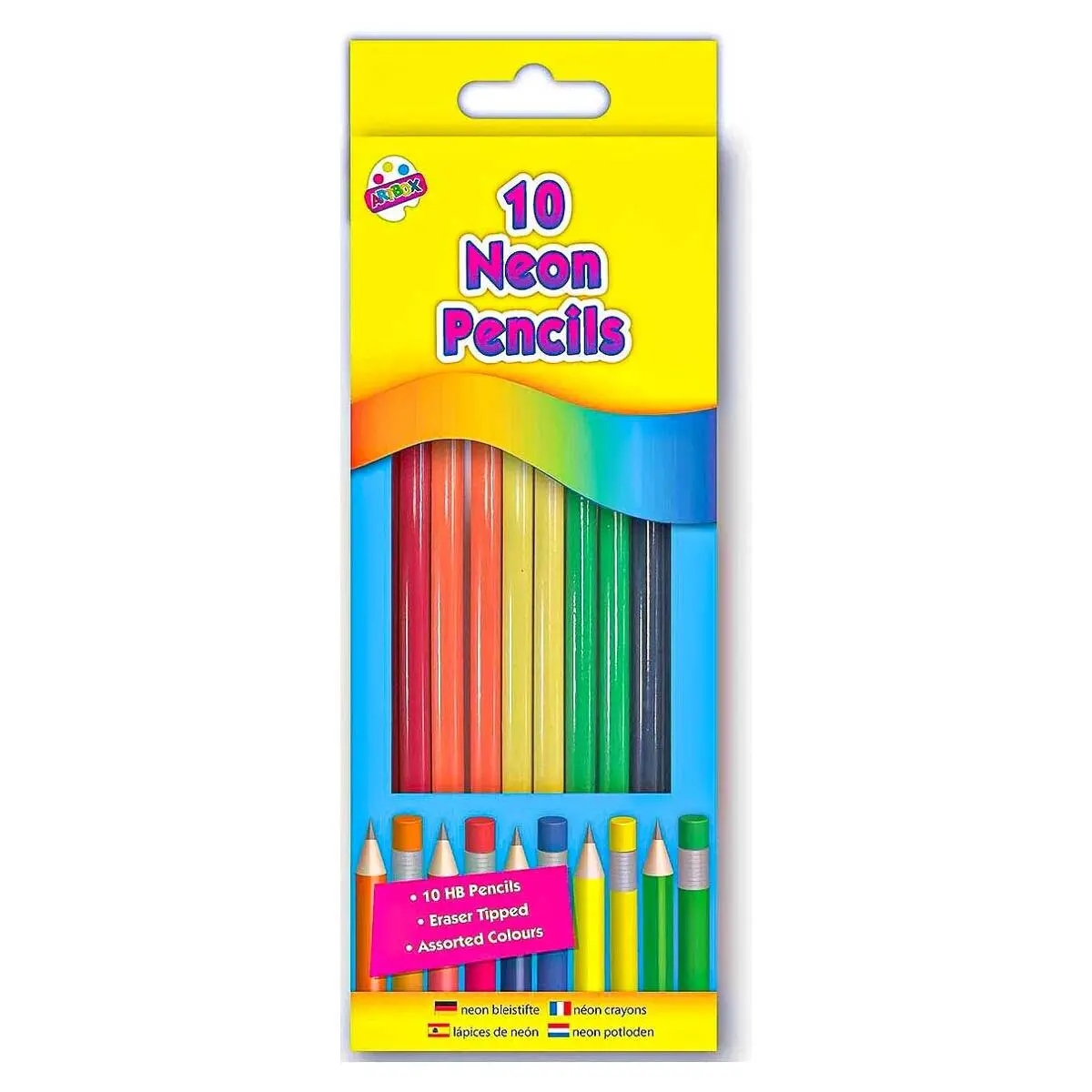 Artbox 10 Neon Hb Pencils With Eraser Tips 1