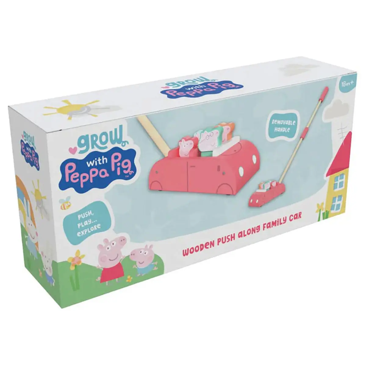 Grow With Peppa Pig Wooden Push Along Family Car 1