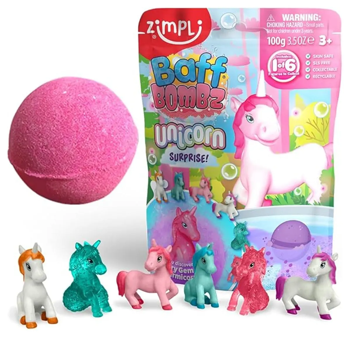 Zimpli Baff Bombz Unicorn Surprise! Sensory Bath Fun (Styles Vary) 1