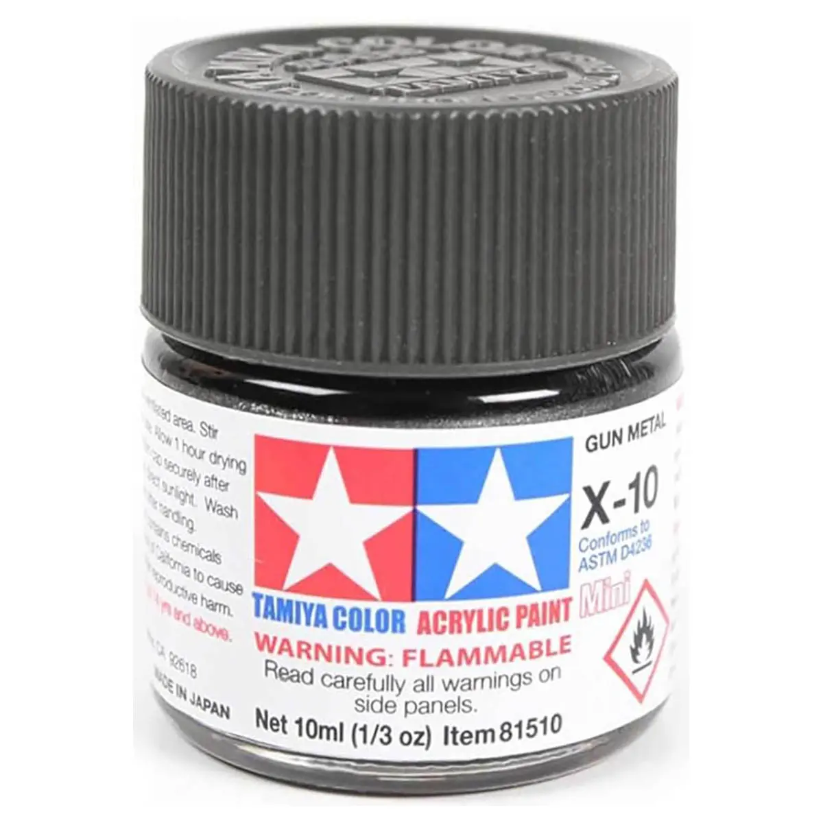 Tamiya Color Acrylic Paint Mini X-10 Gun Metal 1