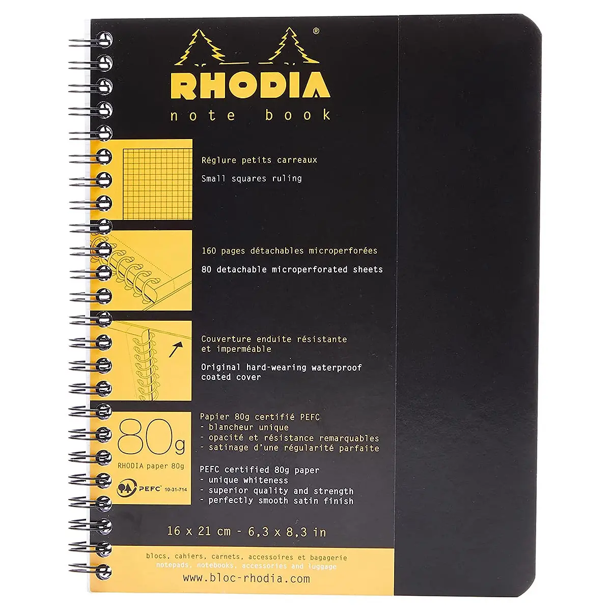 Rhodia Black A5 Wirebound Notebook Squared Ruled 160 Pages 1