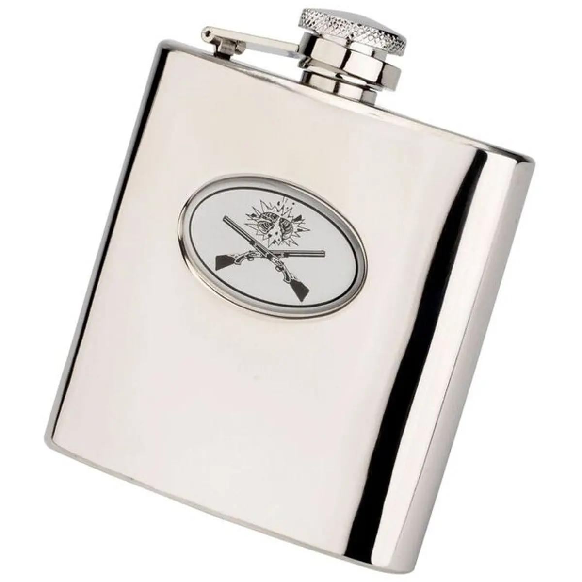 6Oz Crossed Guns Flask In Presentation Box By Bisley 1