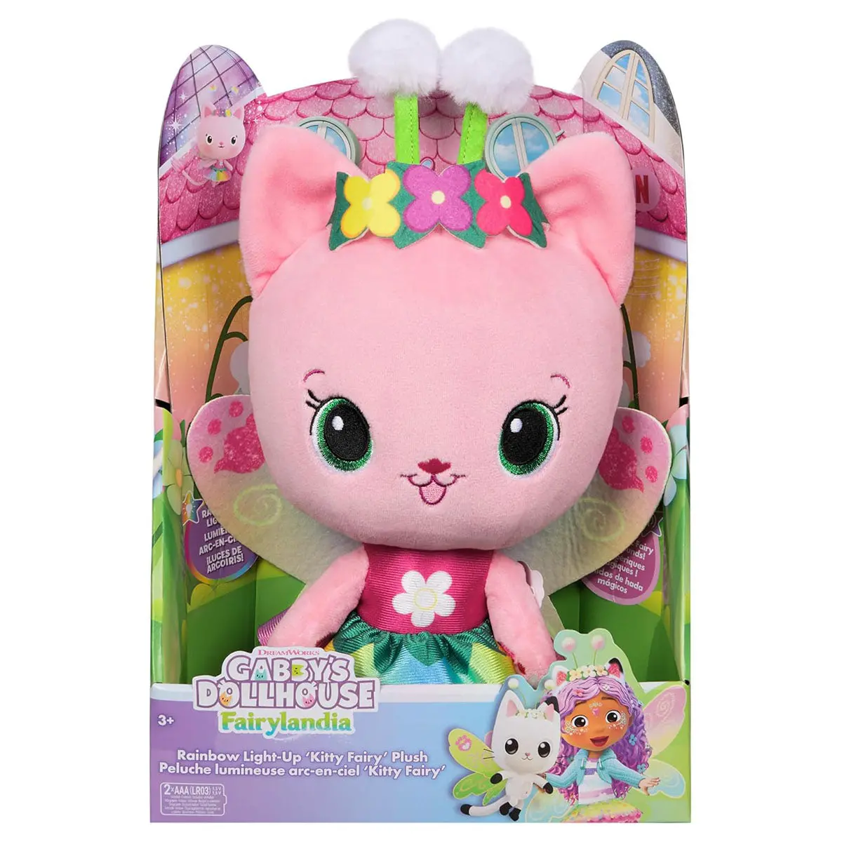 Gabby's Dollhouse Fairylandia Rainbow Light-Up Kitty Fairy Plush 1