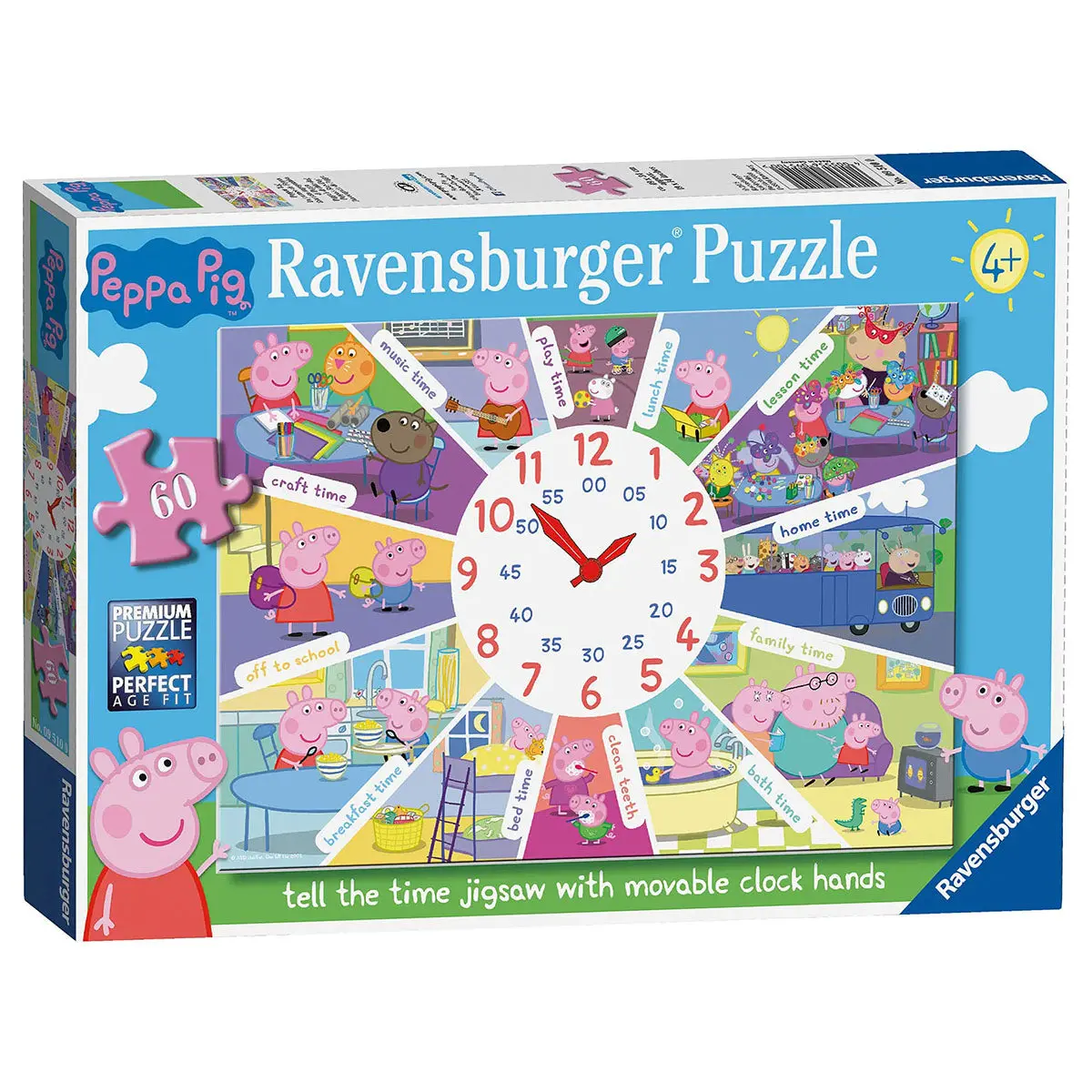 Ravensburger Peppa Pig Tell The Time Clock 60 Piece Jigsaw Puzzle 1