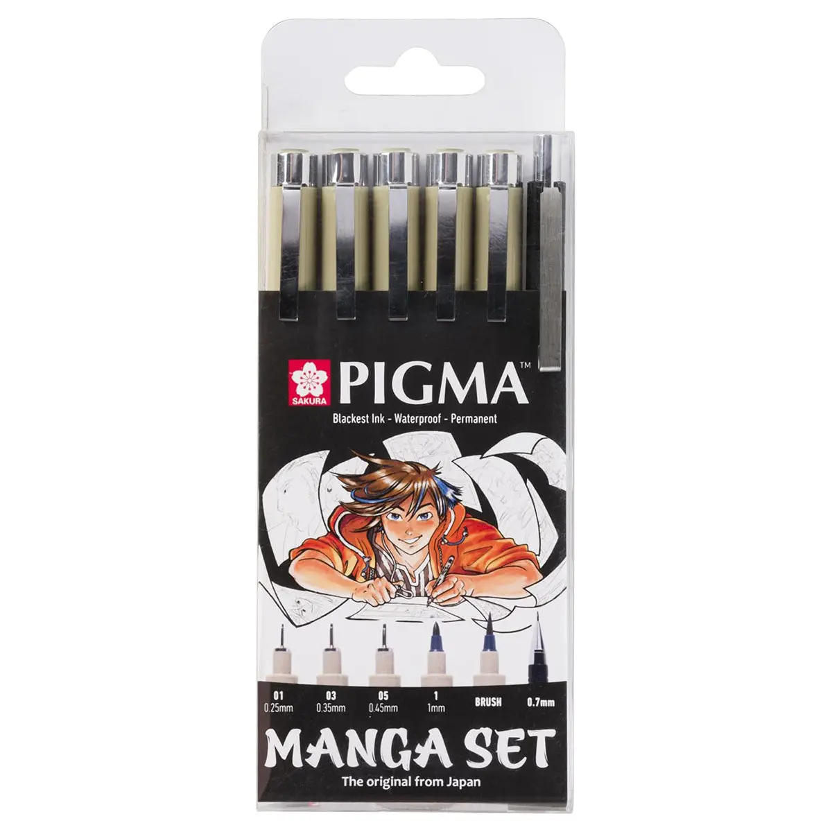 Sakura Pigma Micron Fineliner Set Manga Collection 6 Sizes, Black 1