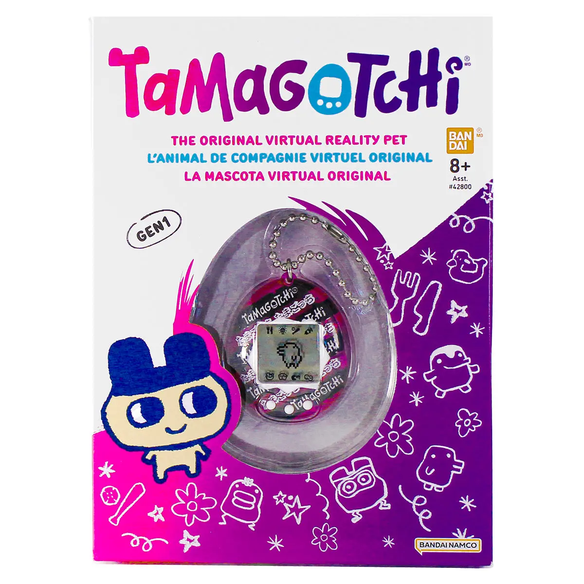 Tamagotchi Gen 1 Purple And Black Stripes Virtual Reality Pet 1
