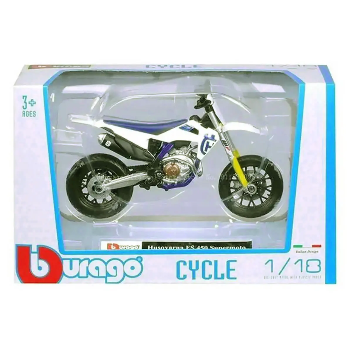 Bburago Husqvarna Fs 450 Supermoto Cycle 1:18 Die-Cast Model 1