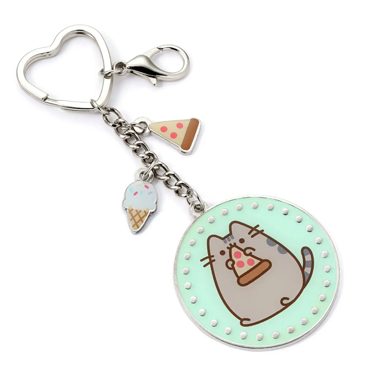 Pusheen The Cat Blue Pizza Enamel Keyring With Mini Charms 2