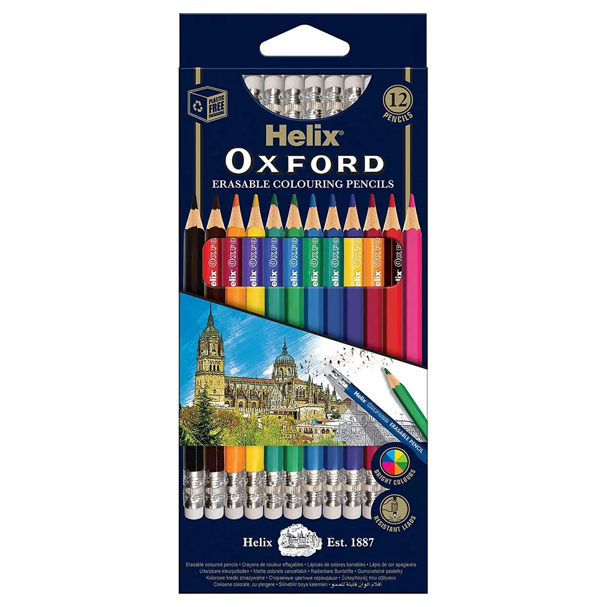 Helix Oxford 12 Erasable Colouring Pencils 1