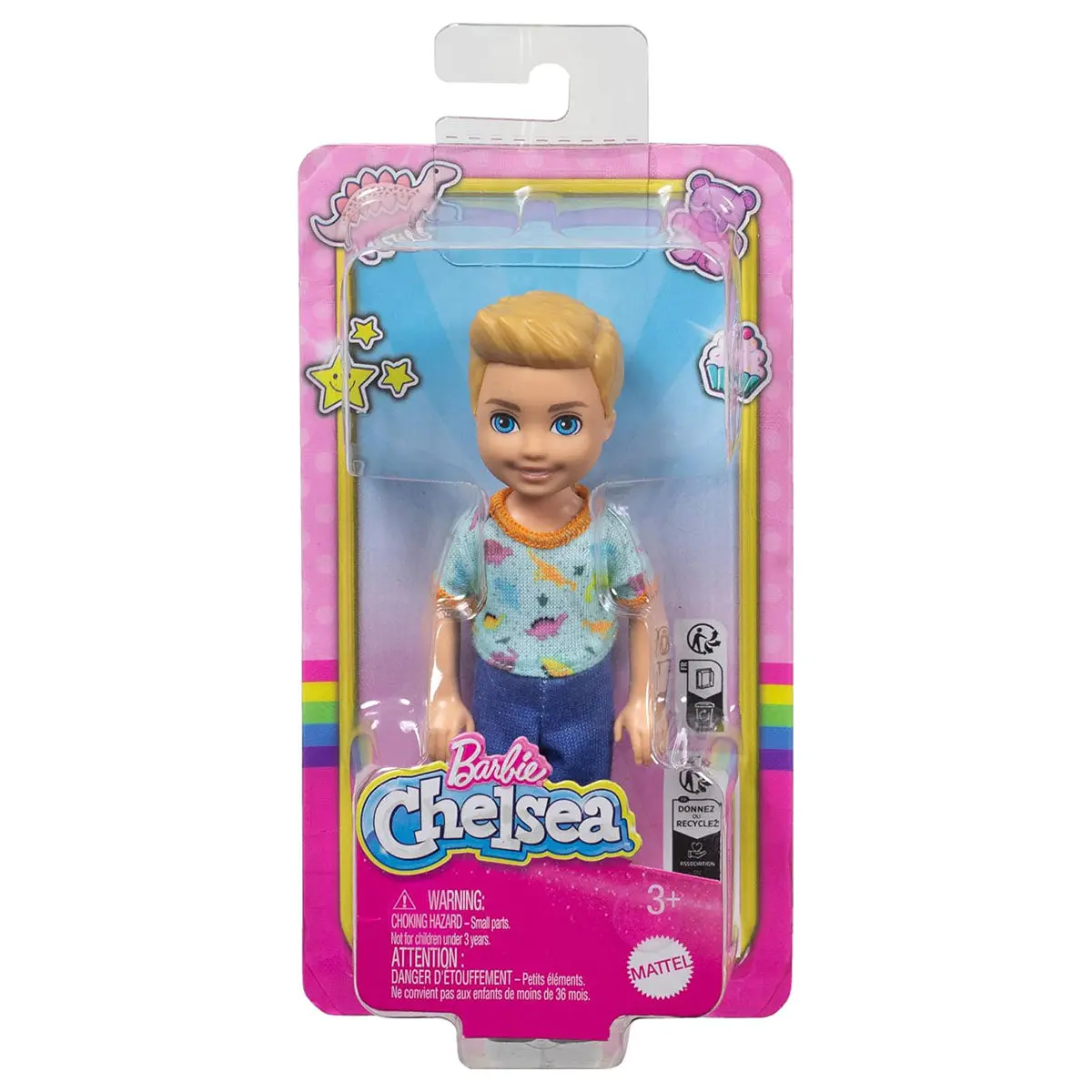 Barbie Chelsea Doll Small Boy Doll Wearing Removable One-Piece With Dino Print 1