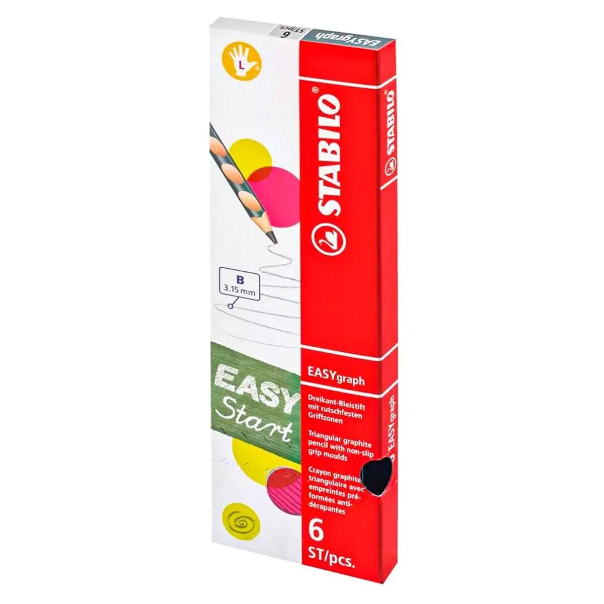 Stabilo Easygraph 6 Hb Pencils Petrol Left Handed Grip 1