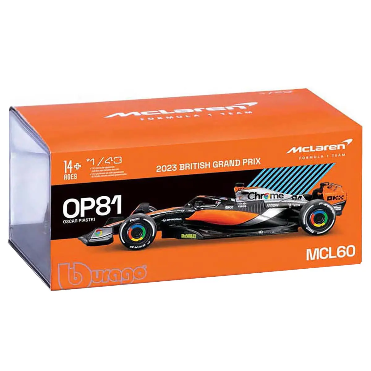 Bburago Mclaren F1 Mcl60 2023 British Grand Prix Ln4 Oscar Piastri 1:43 Race Car 1