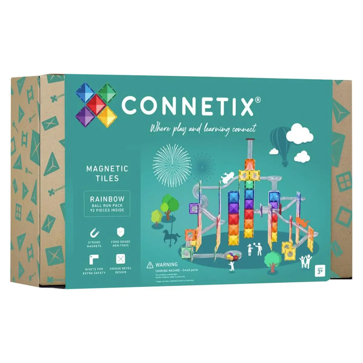 Connetix Magnetic Tiles Rainbow Ball Run Pack 92 Pieces 1