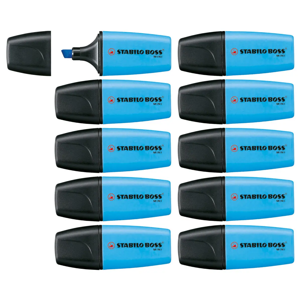 Stabilo Boss Mini Blue Highlighter Box Of 10 1