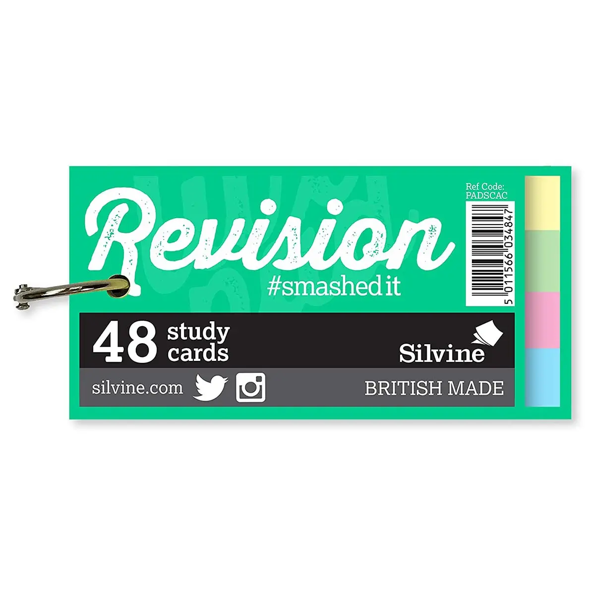 Silvine Revision Study 48 Cards In Assorted Colours With Ring Binder 1