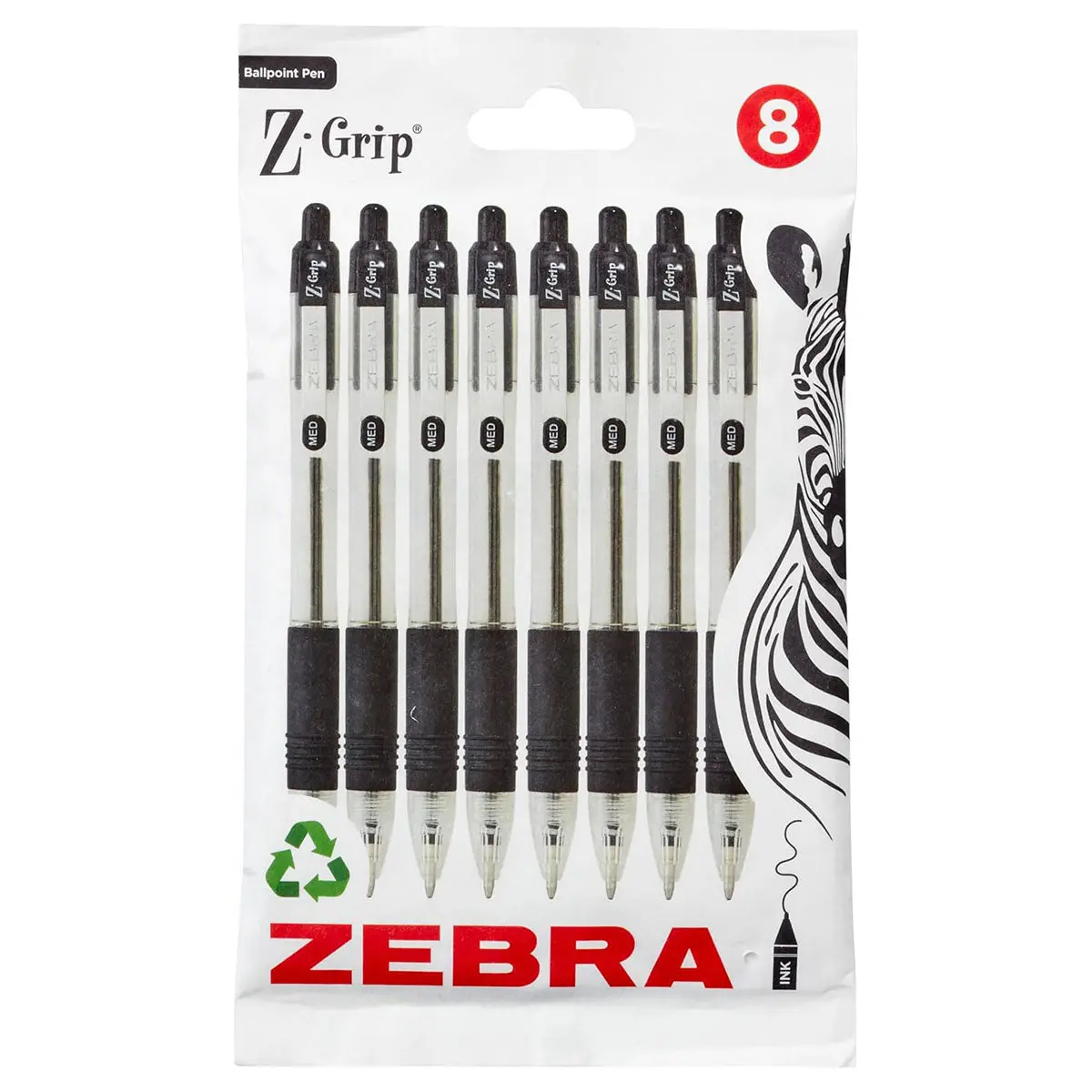 Zebra Z-Grip Ballpoint 8 Pack Black Ink 1