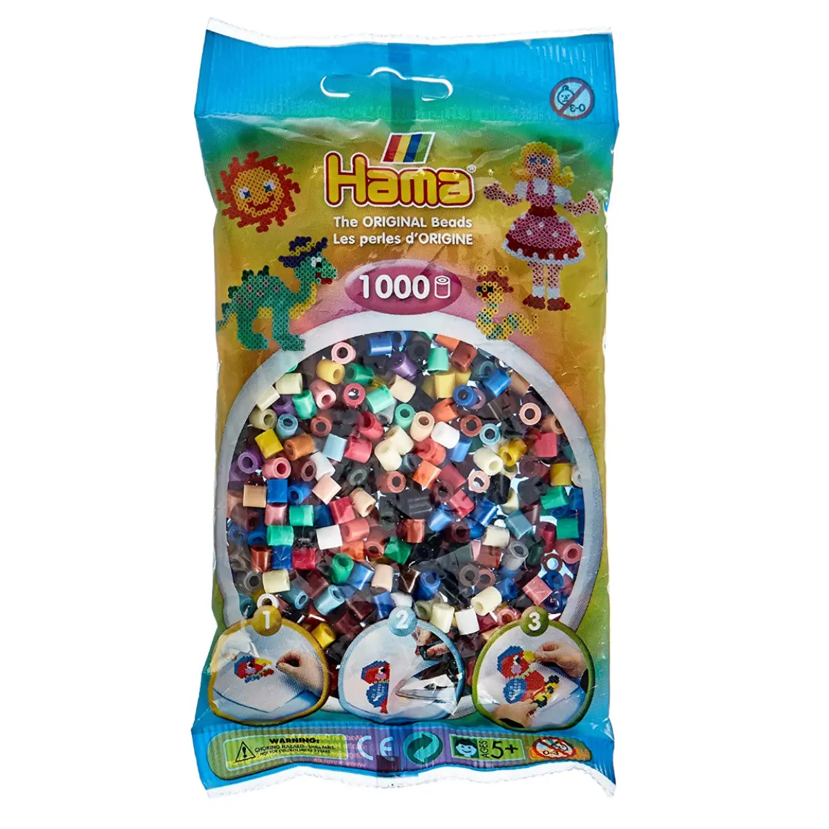 Hama Midi Beads Bright Solid Mix 1000 Piece Pack 1
