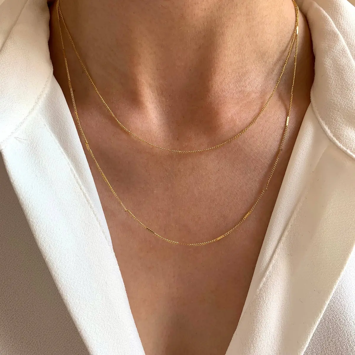 Victoire Collection - Fine Double Row Necklace With Fine Chains 1